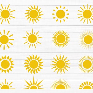 Sun SVG Bundle, Sunshine Svg, Boho Sun Svg, Sunset Silhouette, Sun Vector, Sun Clipart For Stickers, Sun SVG Files For Cricut