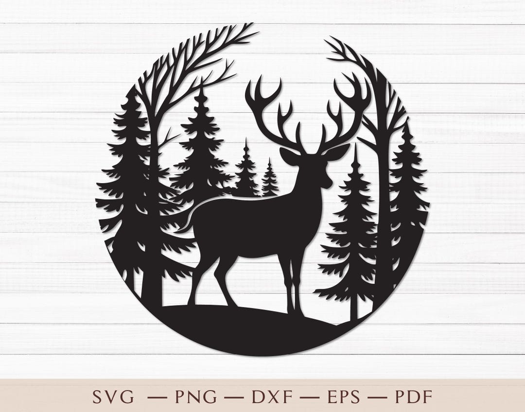 Deer in the Forest SVG (1 File: SVG, PNG & More) Instant Download ...