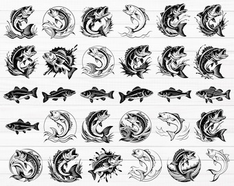 Fish SVG, Bass Fishing Svg, Bass Fish Svg, Bass Clipart, Bass Vector, Laser Engraving Files, Sublimation Design, Bass Fish Png, Dxf, Eps