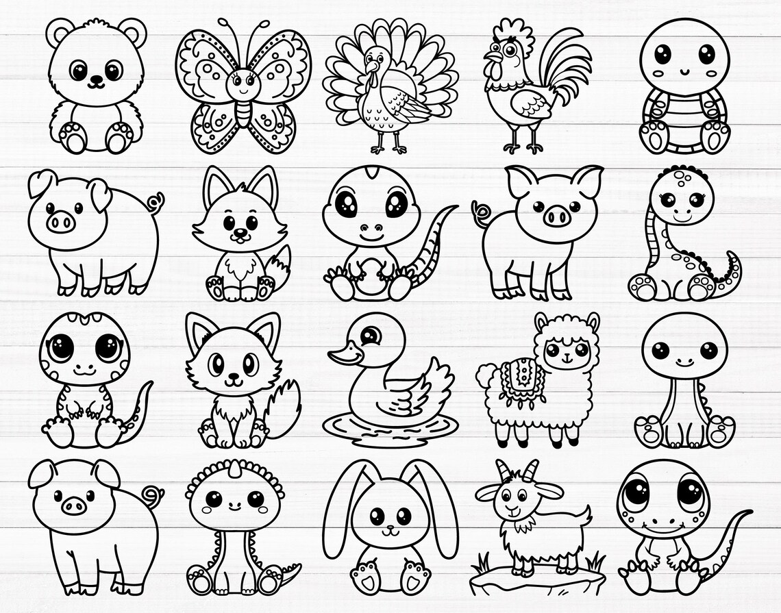 Cute Animals SVG Bundle (100 SVG & PNG Files) Instant Download ...