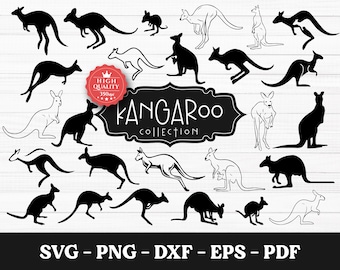 Känguru SVG, Känguru Silhouette, Känguru-Svg-Bundle, Tier Australien, Tier Svg, Känguru Clipart, Känguru Vektor, Baby Känguru svg