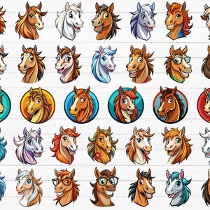 Fun Cartoon Horse SVG, Horse Head Face Png, Horse Cartoon Mascot Characters, Vector Graphic Illustrations Bundle Set, Cartoon Horse Png, Svg