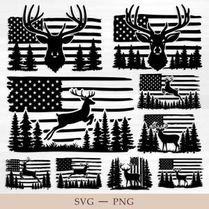 Deer SVG Bundle, Deer in the Forest Svg, American Deer Svg, Deer Clipart,Cut files for Cricut, Deer Mountain Svg, Deer Head Svg, Antlers Svg