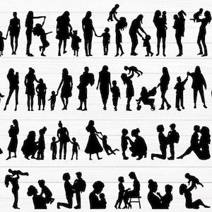 Family SVG, Mother&#39;s Day Svg, Mother and Son Svg, Mom Life Svg, Mothers Day Svg, Mom and Kids Silhouettes, Family Clipart, MotherSvg