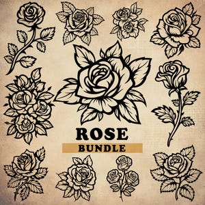 Rose SVG, Rose SVG Bundle, Rose Clipart, Rose PNG, Flower Svg, Flower Clipart, Floral Svg, Roses Svg, Flowers Svg, Rose Svg Files for Cricut