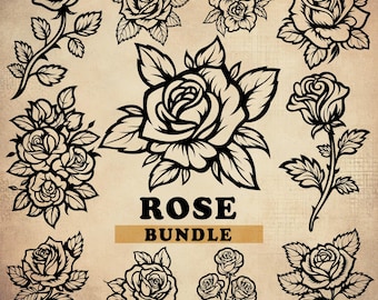 Rose SVG, Rose SVG Bundle, Rose Clipart, Rose PNG, Flower Svg, Flower Clipart, Floral Svg, Roses Svg, Flowers Svg, Rose Svg Files for Cricut