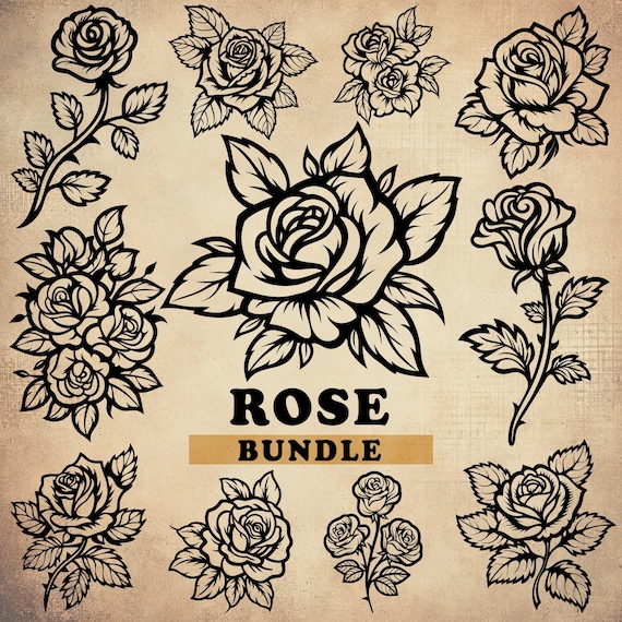 Rose SVG, Rose SVG Bundle, Rose Clipart, Rose PNG, Flower Svg, Flower Clipart, Floral Svg, Roses Svg, Flowers Svg, Rose Svg Files for Cricut