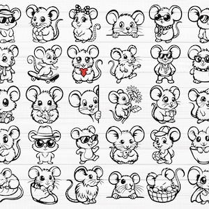 Cute Mouse SVG, Happy Mouse Svg, Cute Mouse Clipart, Baby Mouse Svg, Cute Mouse Silhouette, Cute Cartoon Mouse Svg, Mouse Outline, Mouse Png