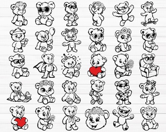 Teddy Bear SVG, Cute Bear Svg, Funny Teddy Bear Svg, Teddy Bear Outline, Teddy Bear Silhouette, Teddy Bear Png, Teddy Bear Face Svg