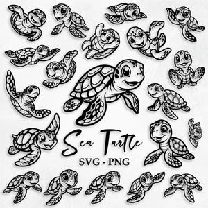 Sea Turtle SVG, Cute Sea Turtle Svg, Baby Turtle Svg, Turtle Silhouette, Ocean Turtle Svg, Turtle Svg, Sea Turtle Png, Sea Animal Svg, Png