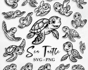 Zeeschildpad SVG, schattige zeeschildpad Svg, babyschildpad Svg, schildpad silhouet, oceaanschildpad Svg, schildpad Svg, zeeschildpad Png, zeedier Svg, png