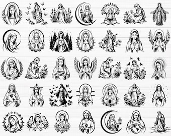 Virgin Mary SVG, Mother Mary Png, Christian Svg, Church Svg, Religious Svg, Virgen De Guadalupe, Mary Mother of Jesus Svg,Virgin Mary Vector