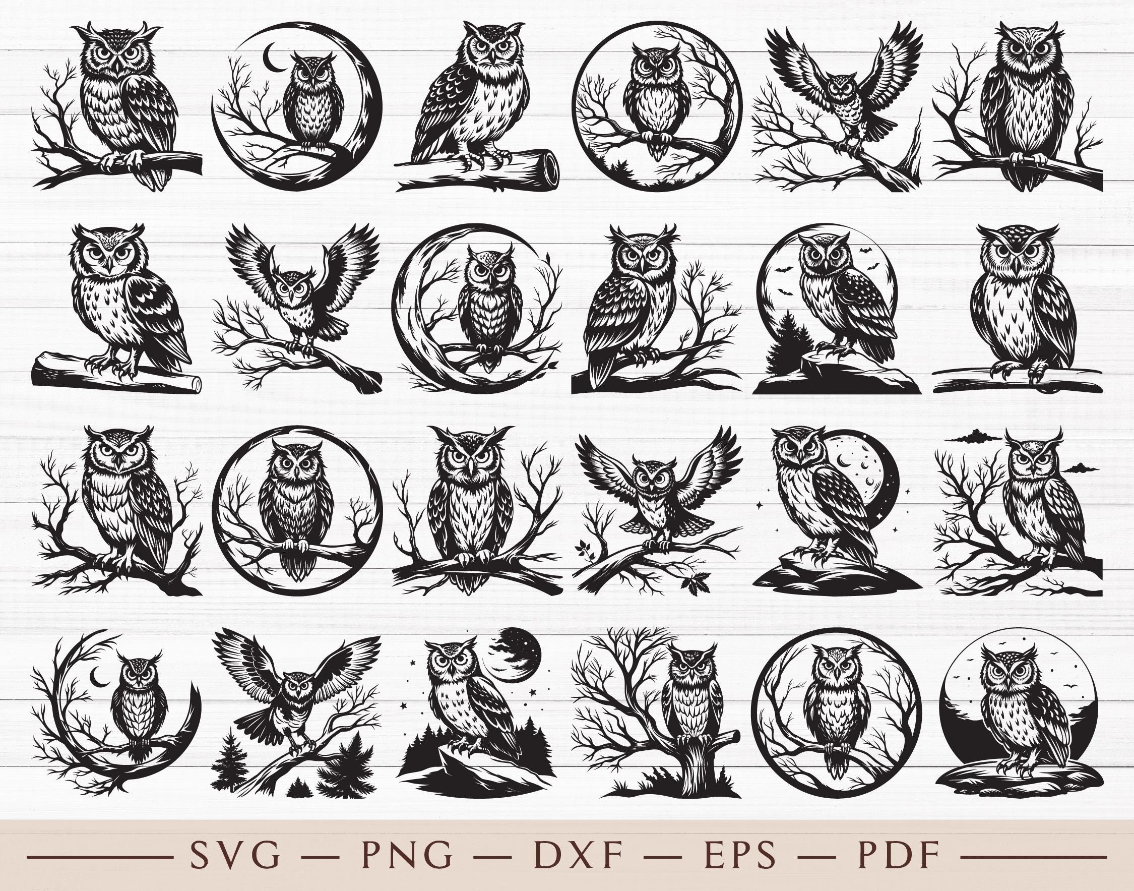 Owl Svg, Owl Svg Bundle, Owl Clipart, Owl Silhouette, Owl Face Svg, Owl Drawing Svg, Owl Vector, Owl