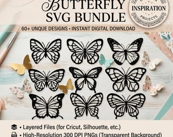 Butterfly SVG, Butterfly Svg Bundle, Butterfly Clipart, Printable Butterflies, Butterfly Files for Cricut, Silhouette, Butterfly Png