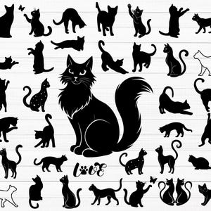 Cat SVG Bundle, Cat Svg, Cat Head Svg, Cat Face Svg, Cat Paw Svg, Kitten Svg, Cat Silhouette, Pet Silhouette, Cat Vector, Kitty Svg, Dxf