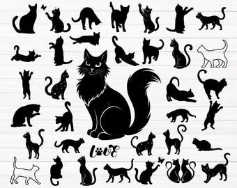 Kat SVG bundel kat Svg, kat hoofd Svg, kat gezicht Svg, kat poot Svg, kitten Svg, kat silhouet, huisdier silhouet, kat Vector, Kitty Svg, Dxf