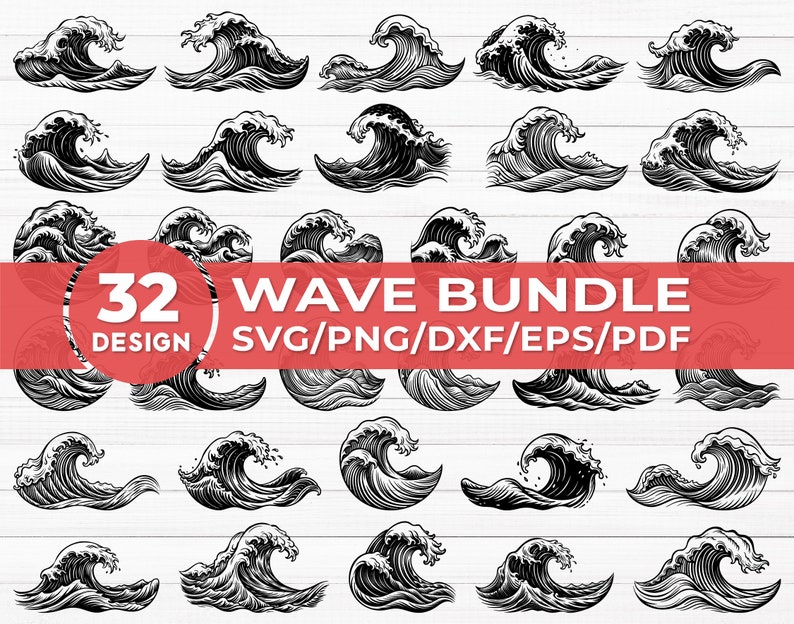 Welle SVG, Welle Monogramm Bundle, Ozean Monogramm, Wasser Muster ...