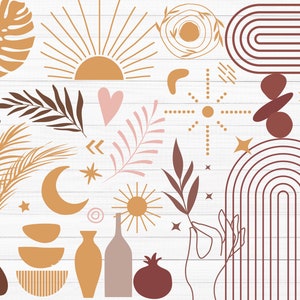 100 abstrakte Boho-Elemente SVG, Boho Formen Clipart, Grafikpaket, Boho Blumen SVG, Png, SVG, Pdf, Ai, kommerzielle Nutzung, digitaler Download