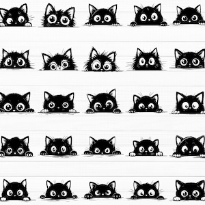 Peeking Kitten SVG: Cat Face Silhouette (30 SVG & PNG Files)