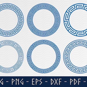 Greek Circle Frame SVG, Greek Decorative Border Svg, Decorative Elements Meanders Border Svg, Greek Key Frame Svg, Greek Pattern