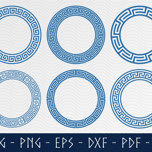 Greek Circle Frame SVG, Greek Decorative Border Svg, Decorative Elements Meanders Border Svg, Greek Key Frame Svg, Greek Pattern