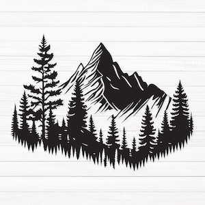 Mountain SVG, Landscape Svg, Pine Trees Svg, Landscape Vector, Trees Svg, Mountain and Forest Svg, Camping Svg, Adventure Svg, Png, Dxf, Eps