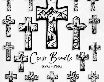Cross SVG Bundle (50 SVG & PNG Files) Instant Download, Commercial Use