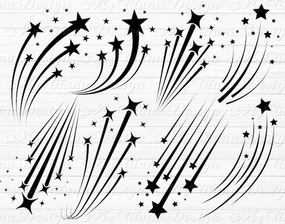 Shooting Stars SVG - Star Svg Bundle, Outline Svg, Meteorite