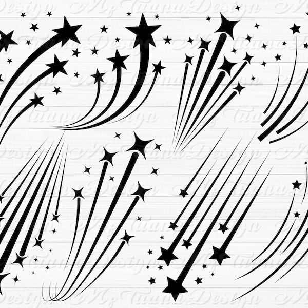 Shooting Stars SVG - Star Svg Bundle, Outline Svg, Meteorite Svg, Stars Clipart Vector, Stars Silhouette, Sparkle Vector, Instant Download