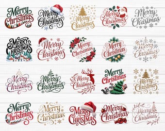 Merry Christmas PNG Clipart Bundle (40 PNG Files) Instant Download, Commercial Use