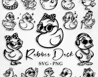 Rubber Duck SVG Bundle, Cute Baby Duck Svg, Rubber Duck Clipart, Duck Vector, Bath Duck Silhouette, Duck Cut File, Rubber Duck Png