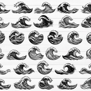 Wave SVG, Wave Svg Bundle, Ocean Svg, Water Svg, Wave Cricut, Sea Waves Svg, Waves Silhouette, Wave Vector, Beach Svg, Png, Dxf, Eps, Pdf