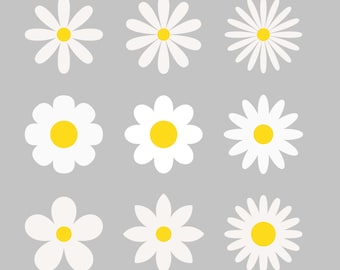 Daisy Flower SVG Bundle (9 SVG & PNG Files) Instant Download, Commercial Use