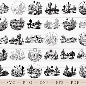 Desert Scene SVG, Desert Scene SVG Bundle, Desert Svg, Desert Landscape Clipart, Desert Scene Vector, Desert Silhouette, Desert Scene Png