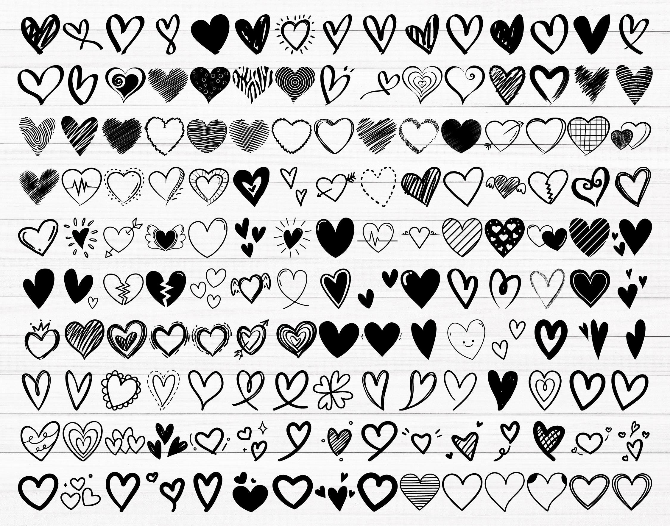 Paquete SVG de corazón (240 archivos SVG y PNG). Descarga instantánea ...