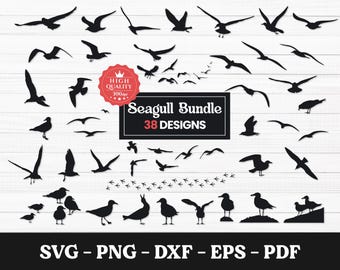 Bird SVG, Flying Seagull Svg, Seagull Svg Bundle, Seagull Silhouette, Bird Svg, Vector Cut file for Cricut, Cutting Seagull Svg, Png, Dxf