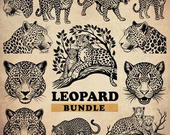 Leopard SVG, Leopard Clipart, Leopard Png, Leopard Vector, Animal Svg, Safari Animal Svg, Leopard on the tree svg, Leopard and cub svg, Png