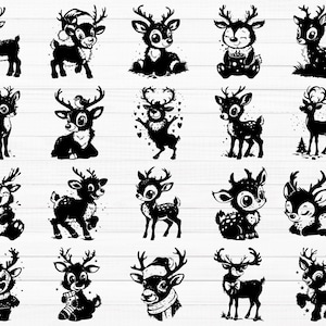 Cute Reindeer SVG Bundle, Reindeer Svg, Holiday Reindeer Svg, Xmas Reindeer Svg, Winter Reindeer svg, Christmas Deer Svg, Cute Reindeer Png