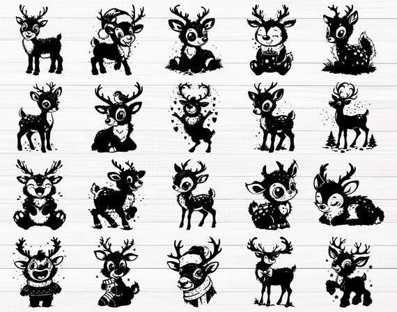 Cute Reindeer SVG Bundle, Reindeer Svg, Holiday Reindeer Svg, Xmas Reindeer Svg, Winter Reindeer svg, Christmas Deer Svg, Cute Reindeer Png