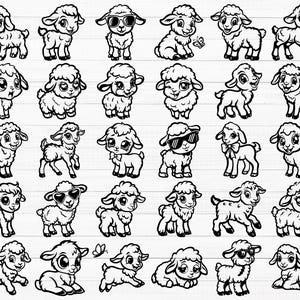 Schattige schapen Svg, schattig lam SVG bundel, lam Clipart, lam Vector, lam silhouet, schapen Clipart, schapen Vector, landbouwhuisdieren Svg, lam png