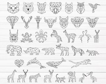 Geometric Animal SVG, Geometric Wildlife Svg, Origami Animal, Animal Drawing Svg, Minimalist Animal Svg, Geometric Heart, Geometric Deer Svg