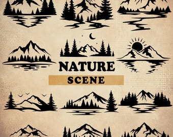 Mountains SVG, Mountain View Svg, Mountain Range Svg, Mountain Landscape Svg, Adventure Svg, Pine Forest Svg, Forest Landscape Svg, Png