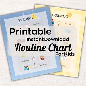 Schede di routine mattutina e serale per bambini / Schede di monitoraggio della routine stampabili in formato PDF / Attività quotidiane divertenti ed educative