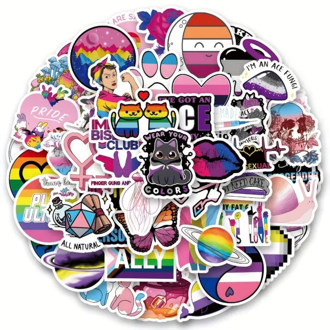 LGBTQ+ Pride Stickers: 50 Assorted Vibrant Waterproof Vinyl Decals - Etsy