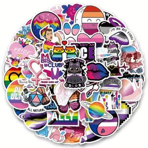 50 geassorteerde LGBTQ+-stickers Levendig vinyl, waterdicht, regenboog-, trans-, bi-, niet-binaire gelijkheids- en liefdesstickers voor trots. Geen herhalingen