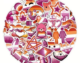 Lesbian Pride Sticker Pack | 50 Vintage Waterproof Vinyl Decals