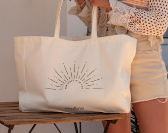 Embroidered fabric bag "The Light Is In You" | Cotton bag | Shopper | Beach bag | Yoga bag | Gift for women