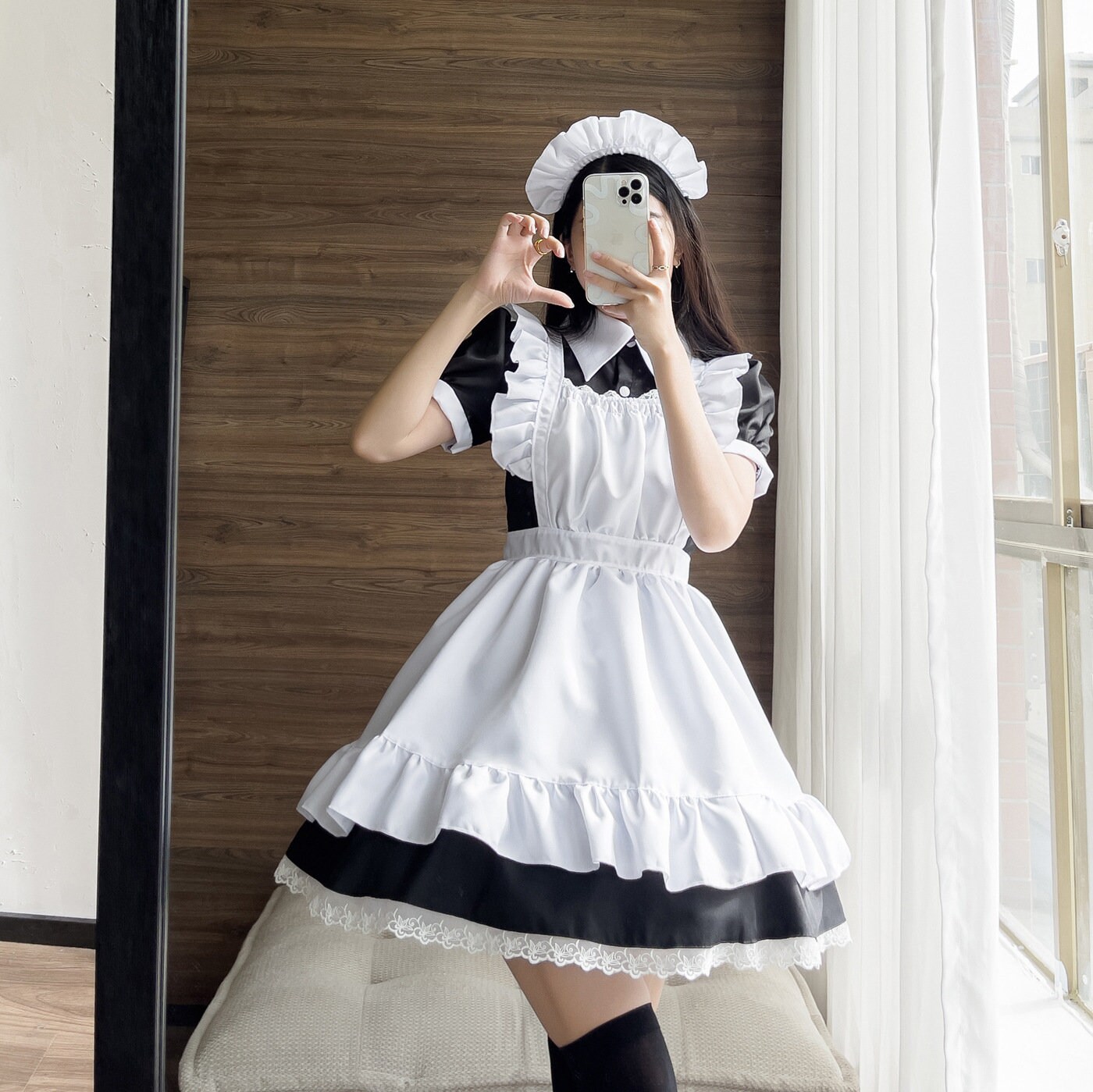 Buy Womens Lolita French Maid Costume 4 pcs as a set including dress  headwear apron fake collar Anime Maid Costumes Cute Lolita French Maid  Costumes Online at desertcartINDIA
