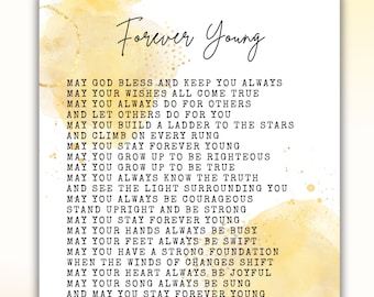 Forever Young 8x10 Lyrics digital print