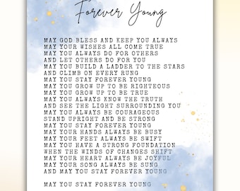 Forever Young Lyrics 8x10 Digital Print